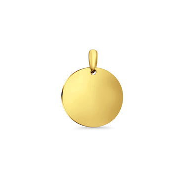 14K Yellow Gold Engravable Round Pendant 25mmX19mm 2.4 grams